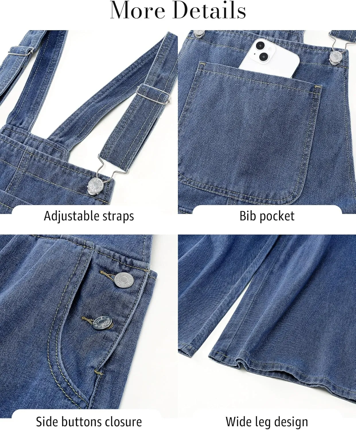 luvamia Denim Overalls for Women Wide Leg One Piece Jean Jumpsuits Fashion Baggy Bib Overall Loose Fit Pleated Pockets