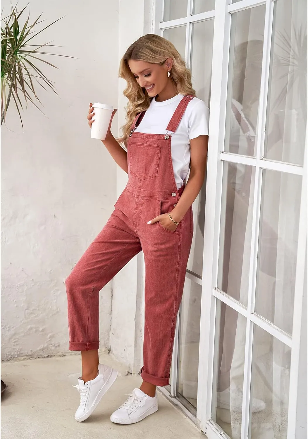 luvamia Women's Casual Stretch Adjustable Denim Bib Overalls Jeans Pants Jumpsuits