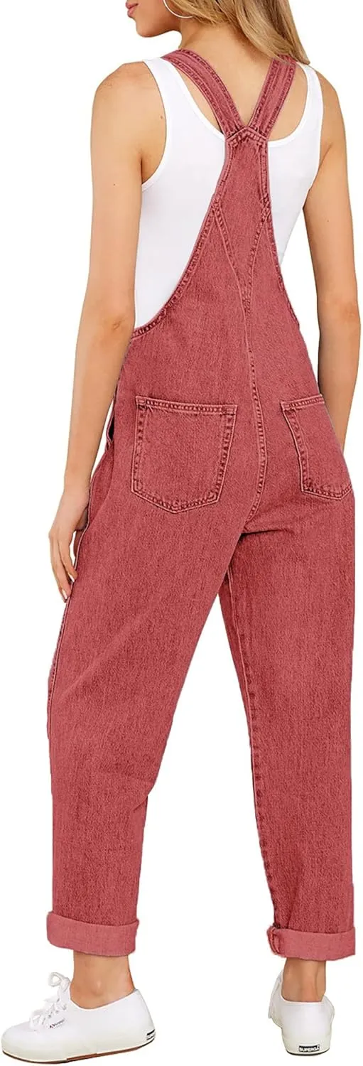 luvamia Women's Casual Stretch Adjustable Denim Bib Overalls Jeans Pants Jumpsuits