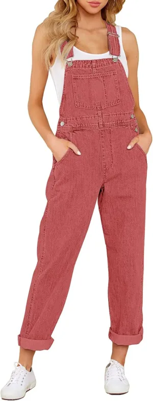 luvamia Women's Casual Stretch Adjustable Denim Bib Overalls Jeans Pants Jumpsuits