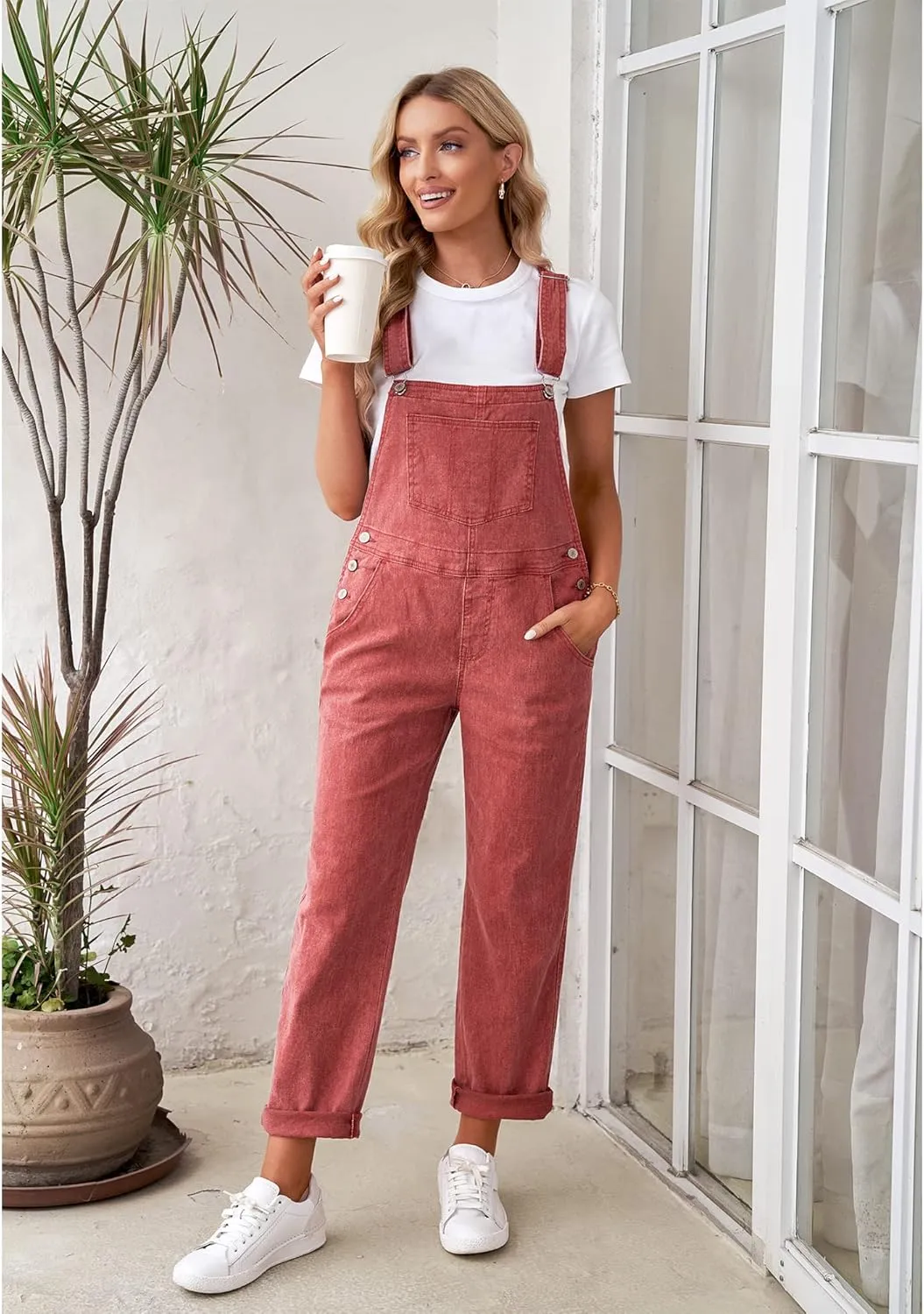 luvamia Women's Casual Stretch Adjustable Denim Bib Overalls Jeans Pants Jumpsuits