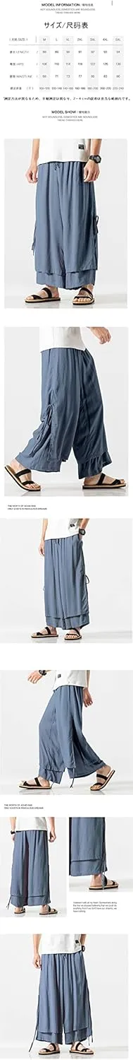 Men Harem Pants Summer Anlke-Lenght Pants Streetwear Ink Splash Wide Leg Pants