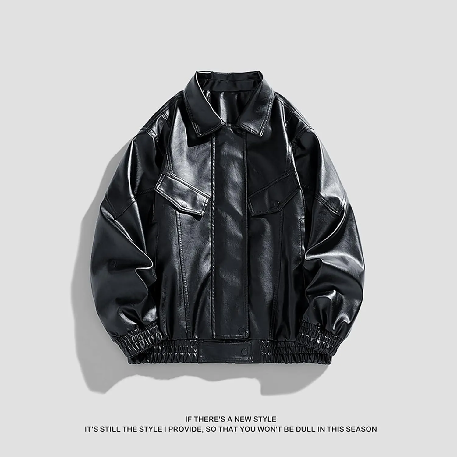 Men slimming Fit Gentleman Biker Ride Motorcycle Cafe Biker Racer Stand Collar Style Warm Winter PU Leather Jacket
