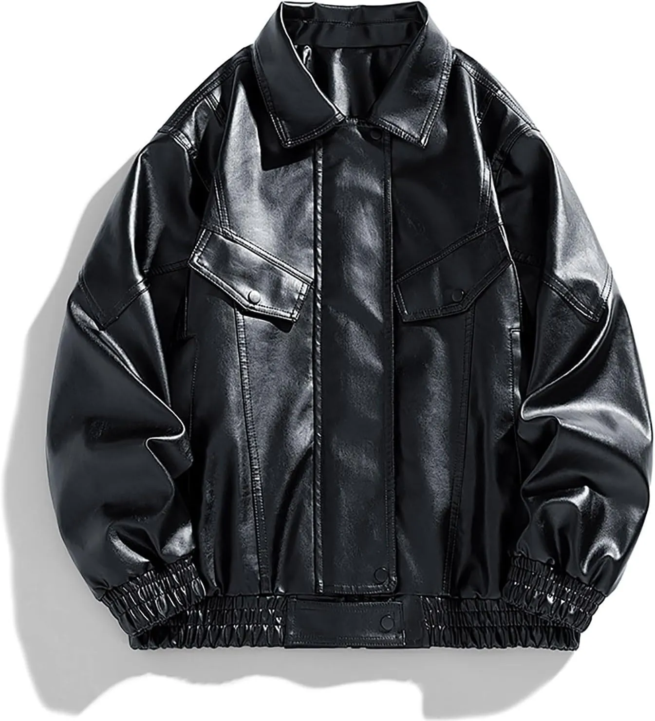 Men slimming Fit Gentleman Biker Ride Motorcycle Cafe Biker Racer Stand Collar Style Warm Winter PU Leather Jacket