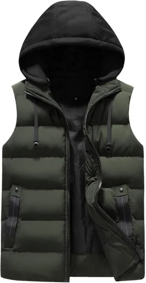 Men Women Autumn And Winter Fashion Casual Solid Zipper Hooded Sleeveless Cotton Padded Vest Top Features Wells