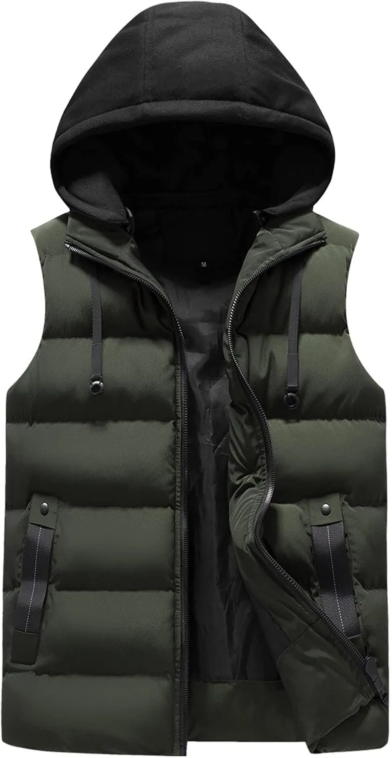 Men Women Autumn And Winter Fashion Casual Solid Zipper Hooded Sleeveless Cotton Padded Vest Top Features Wells