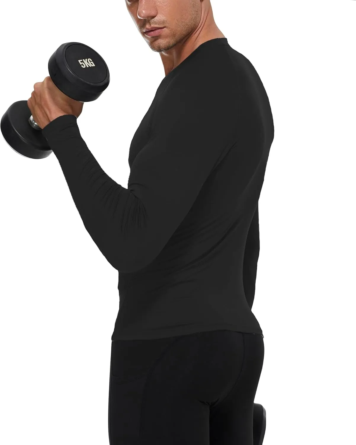 Men's Athletic Compression Shirts Long Sleeve Workout T-Shirt Mock Turtleneck Base Layer Undershirt Tops