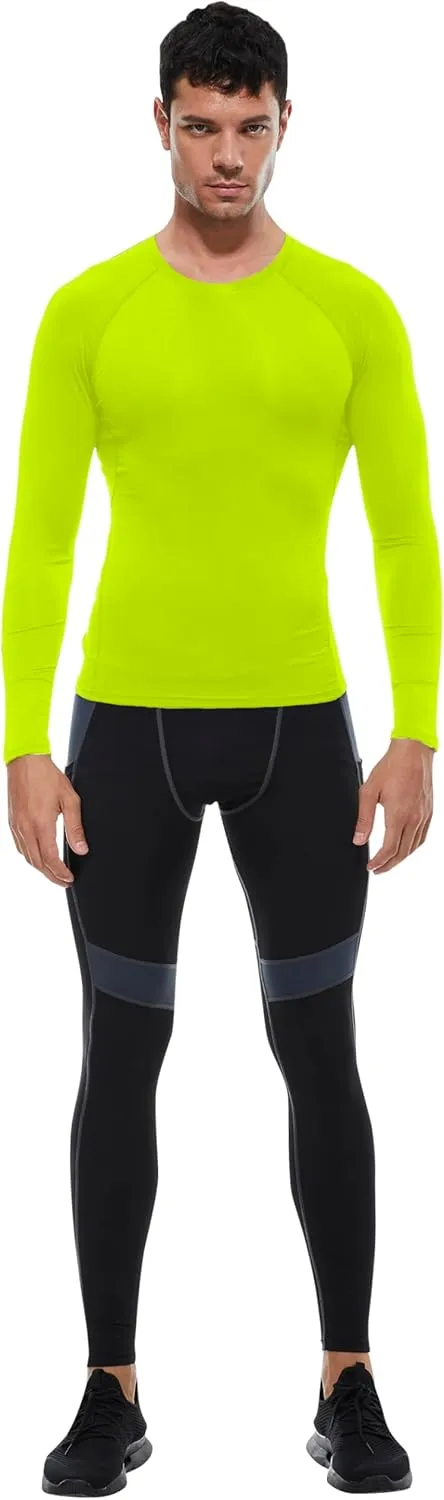 Men's Athletic Compression Shirts Long Sleeve Workout T-Shirt Mock Turtleneck Base Layer Undershirt Tops