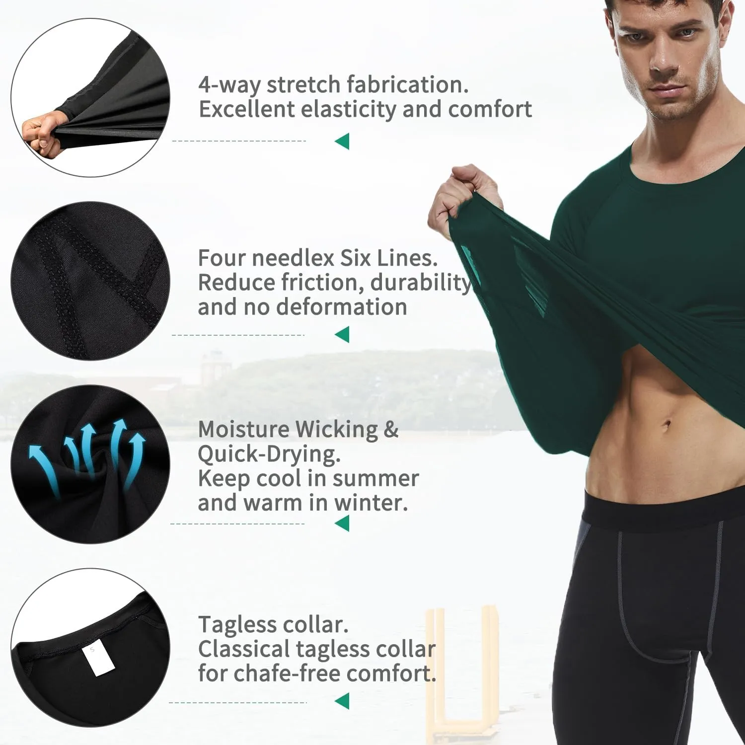 Men's Athletic Compression Shirts Long Sleeve Workout T-Shirt Mock Turtleneck Base Layer Undershirt Tops