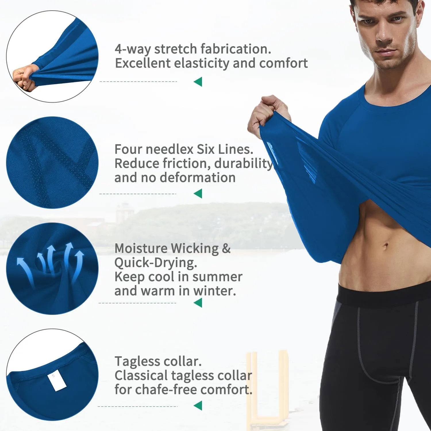 Men's Athletic Compression Shirts Long Sleeve Workout T-Shirt Mock Turtleneck Base Layer Undershirt Tops