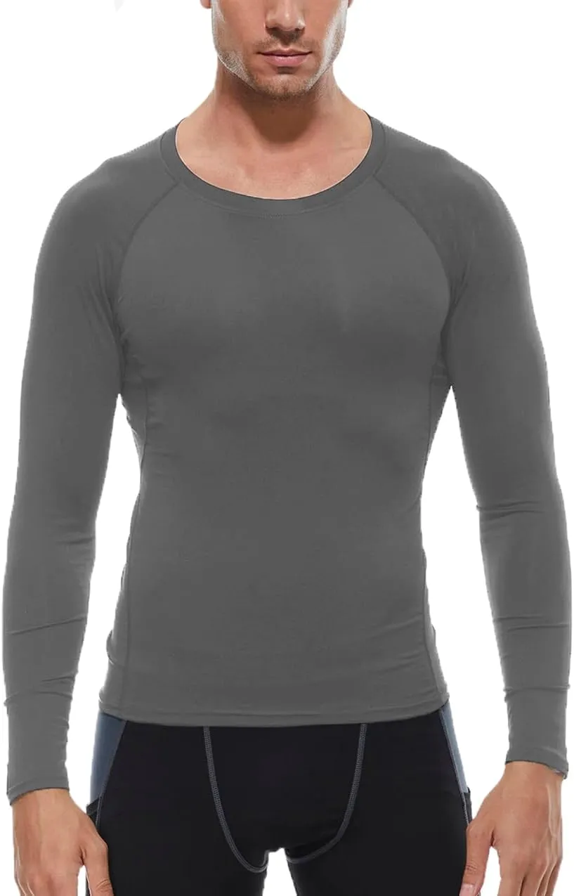 Men's Athletic Compression Shirts Long Sleeve Workout T-Shirt Mock Turtleneck Base Layer Undershirt Tops