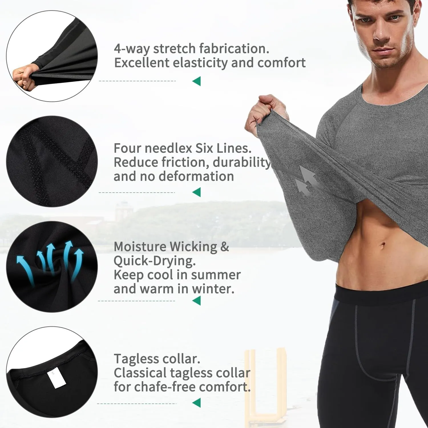 Men's Athletic Compression Shirts Long Sleeve Workout T-Shirt Mock Turtleneck Base Layer Undershirt Tops