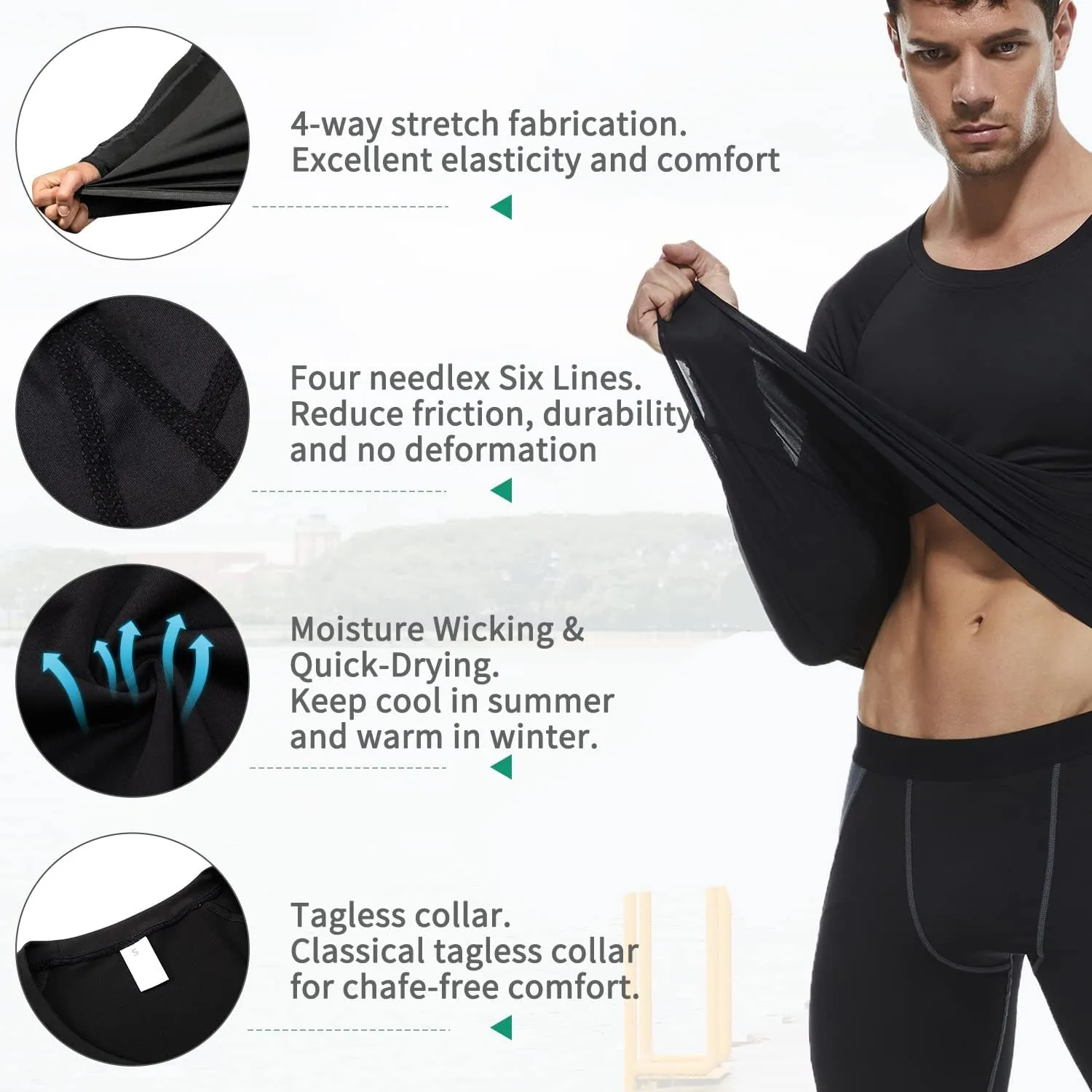 Men's Athletic Compression Shirts Long Sleeve Workout T-Shirt Mock Turtleneck Base Layer Undershirt Tops