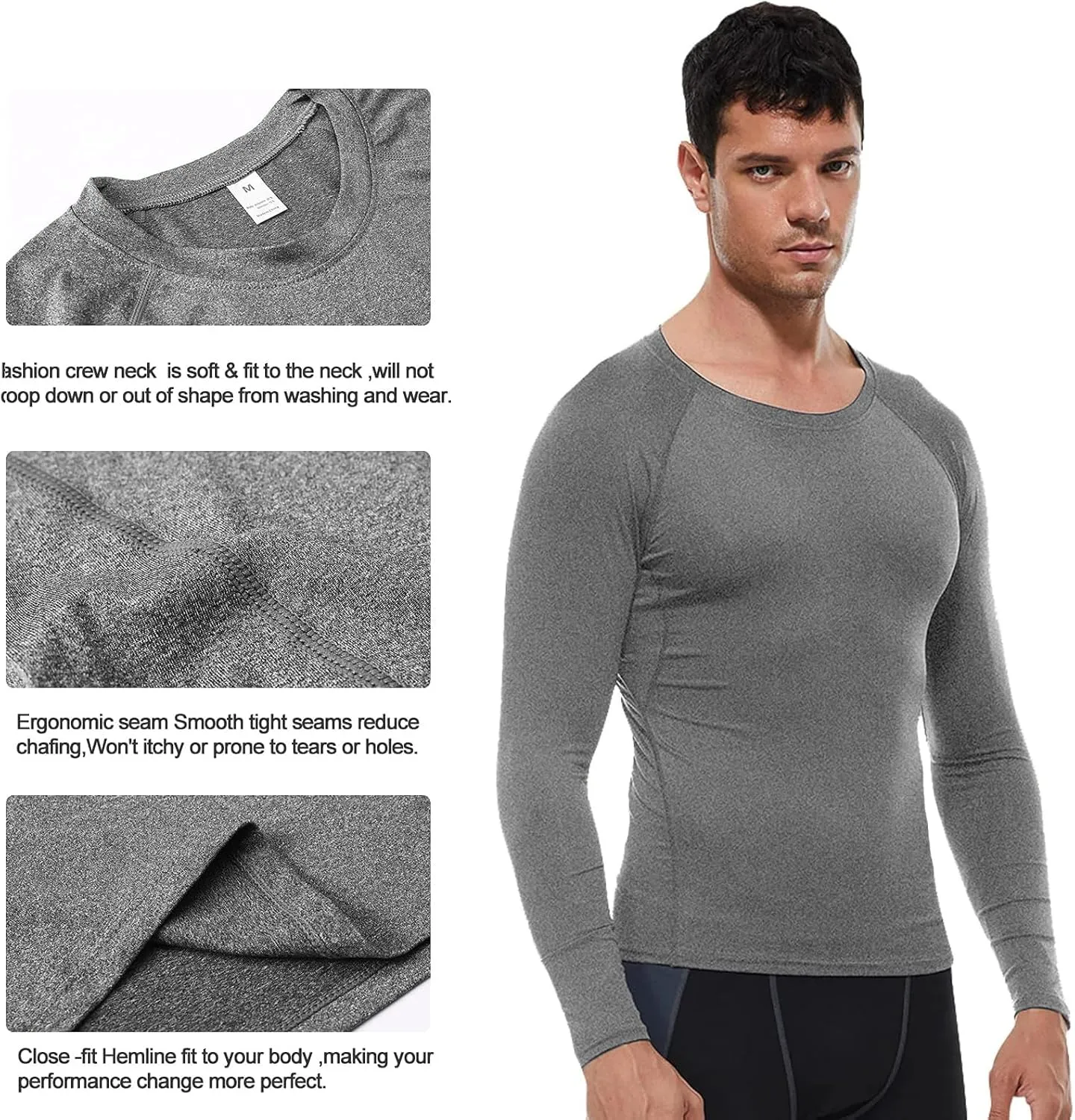 Men's Athletic Compression Shirts Long Sleeve Workout T-Shirt Mock Turtleneck Base Layer Undershirt Tops