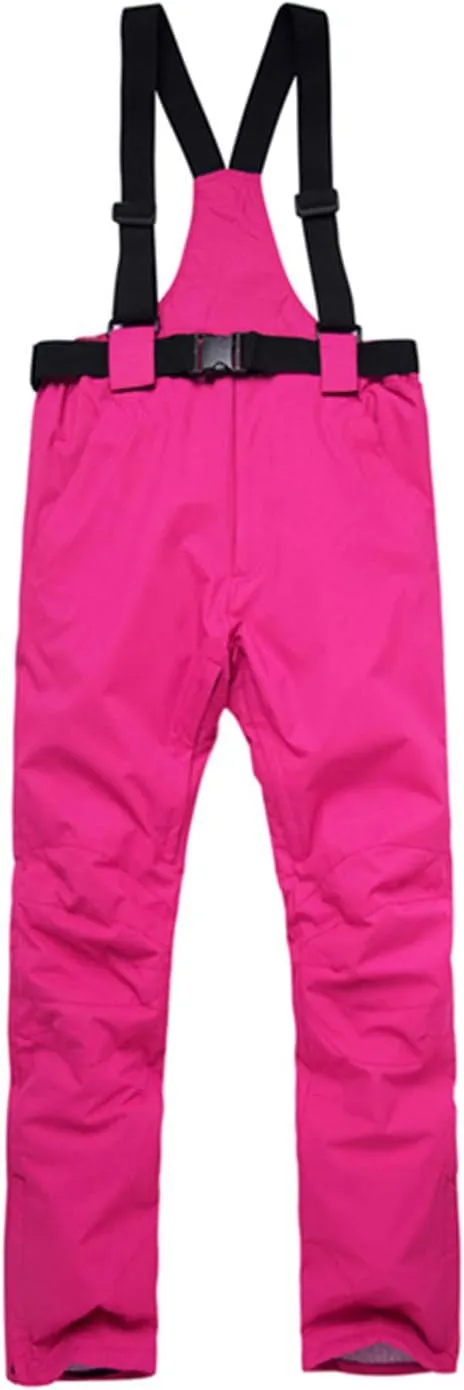 Mens Bib Overalls Winter Baggy Snow Pants Warmth and Thickening Straight Waterproof Ski Pants for Outdoor Sport