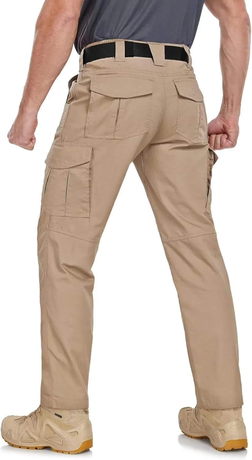Men's Cargo Pants Ripstop Water Resistant Hiking Work Pants Outdoor Multi Pockets Army Tactical Pants (Not Belt)