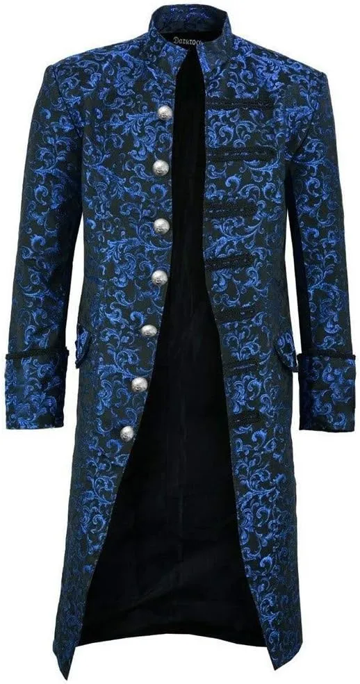 Men's Casual Trench Coat Gothic Frock Coat Costume Praty Outwear Single Breasted Pea Coat Trench Overcoat Mens