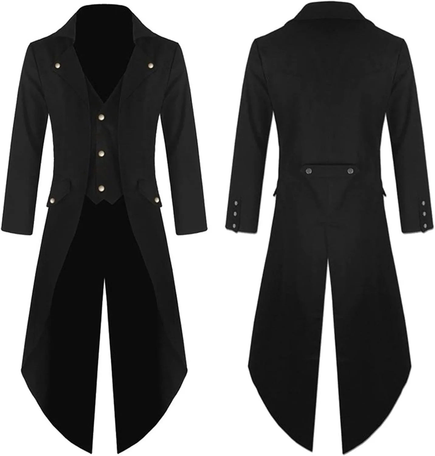 Men's Casual Trench Coat Gothic Frock Coat Costume Praty Outwear Single Breasted Pea Coat Trench Overcoat Mens