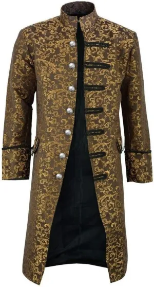 Men's Casual Trench Coat Gothic Frock Coat Costume Praty Outwear Single Breasted Pea Coat Trench Overcoat Mens
