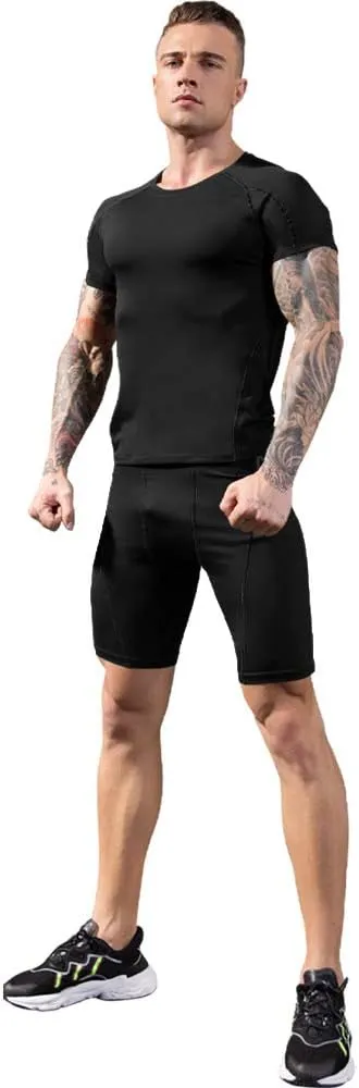 Men's Compression Shirts Short Sleeve Athletic Compression Tops Cool Dry Workout T Shirt Sports Base Layer Undershirt