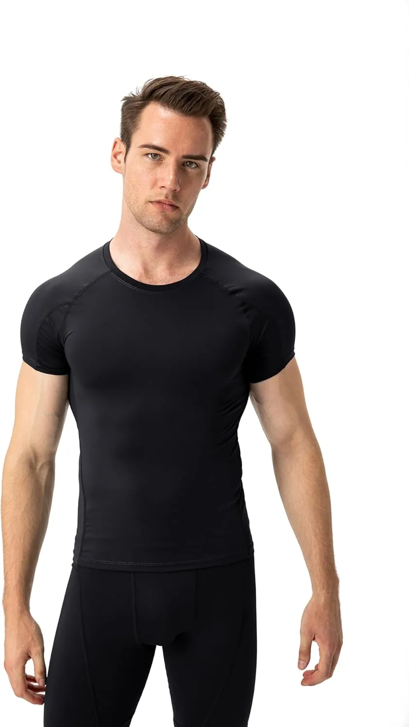 Men's Compression Shirts Short Sleeve Athletic Compression Tops Cool Dry Workout T Shirt Sports Base Layer Undershirt