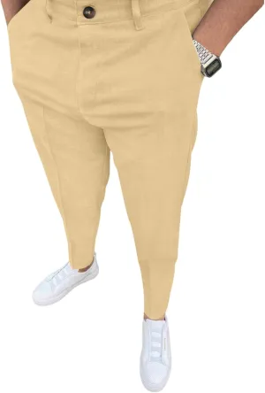 Men's Fashion Stretch Dress Pants Slim Fit Plaid Pants Business Suit Pants Casual Golf Pants