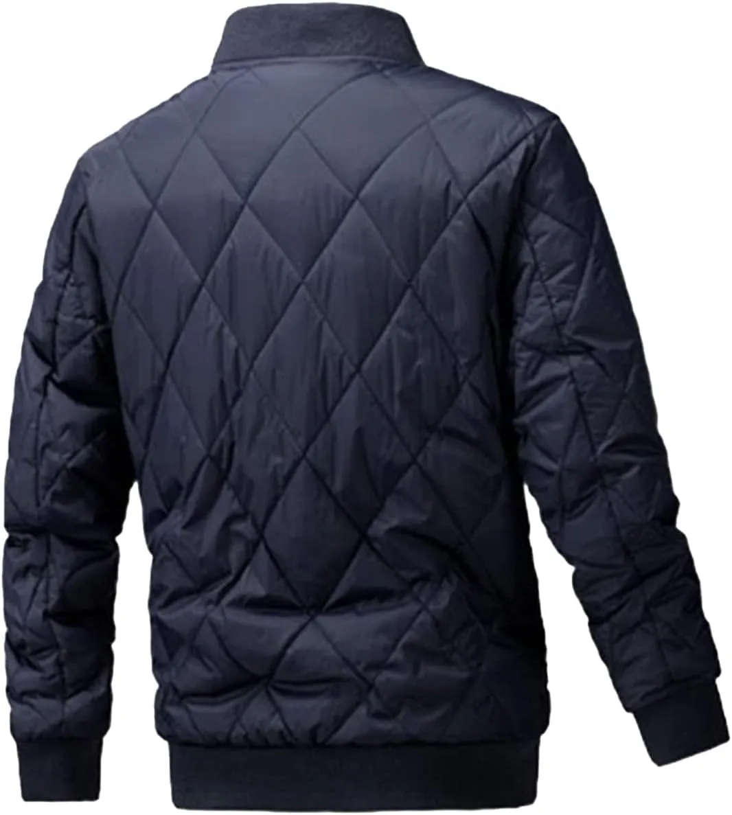 Mens Flight Bomber Jackets Diamond Quilted down Jacket Long Sleeve Lightweight Coats Warm Padded Fall Winter Coats