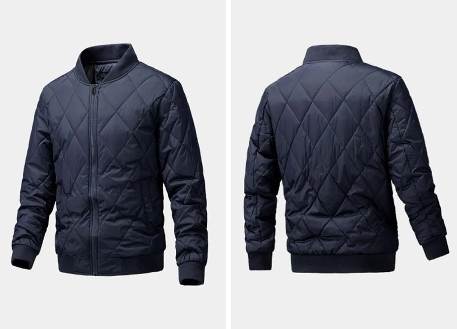 Mens Flight Bomber Jackets Diamond Quilted down Jacket Long Sleeve Lightweight Coats Warm Padded Fall Winter Coats