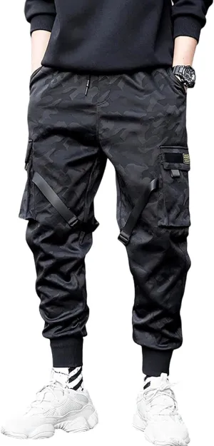 Mens Functional Tactical Cargo Pants Paratrooper Harem Pants Streetwear Pants Punk Pants Hip Hop Pants for Men