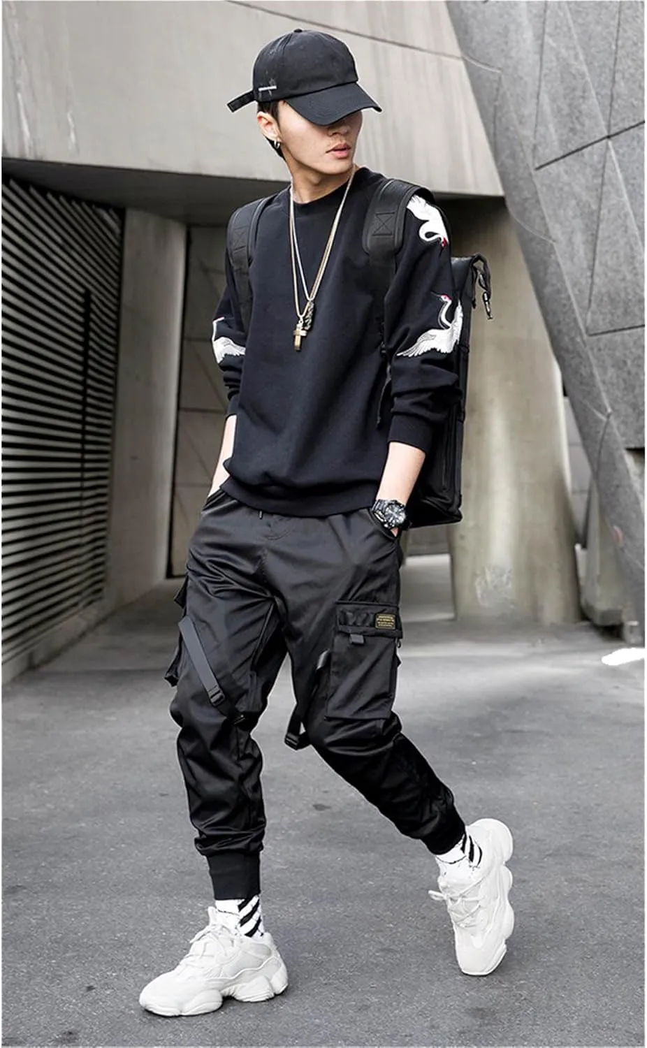 Mens Functional Tactical Cargo Pants Paratrooper Harem Pants Streetwear Pants Punk Pants Hip Hop Pants for Men