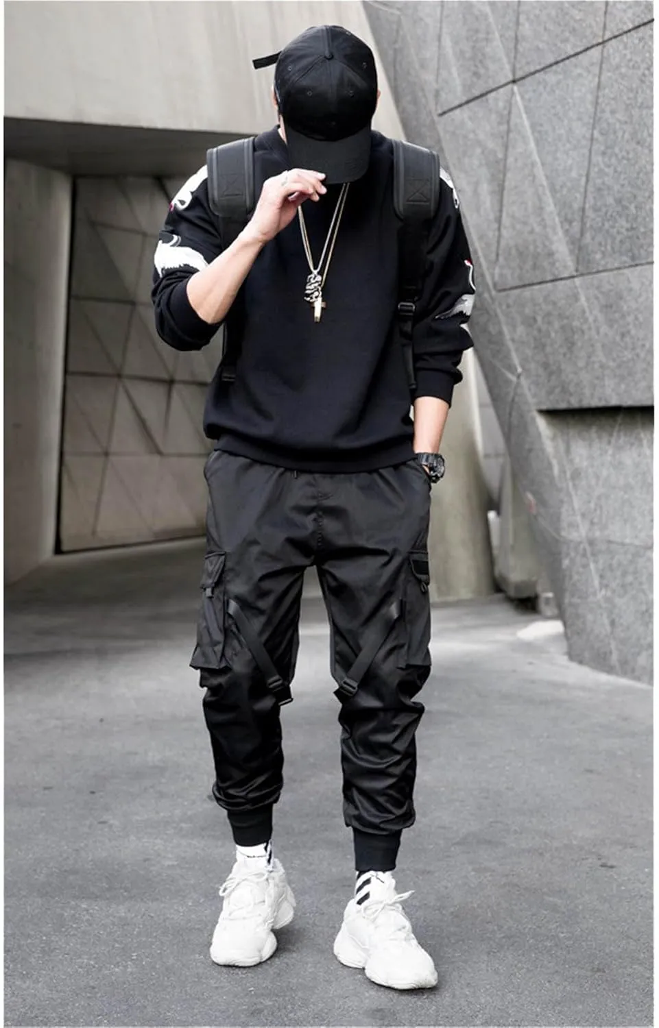Mens Functional Tactical Cargo Pants Paratrooper Harem Pants Streetwear Pants Punk Pants Hip Hop Pants for Men