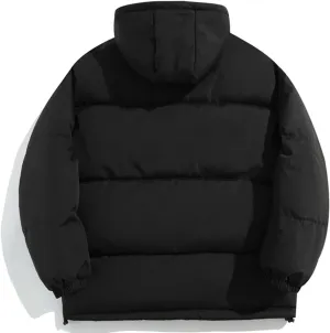 Men's Hooded Down Coats Winter Warm Puffer Jacket Cotton Padded Waterdproof Outerwear with Pockets