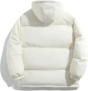 Men's Hooded Down Coats Winter Warm Puffer Jacket Cotton Padded Waterdproof Outerwear with Pockets