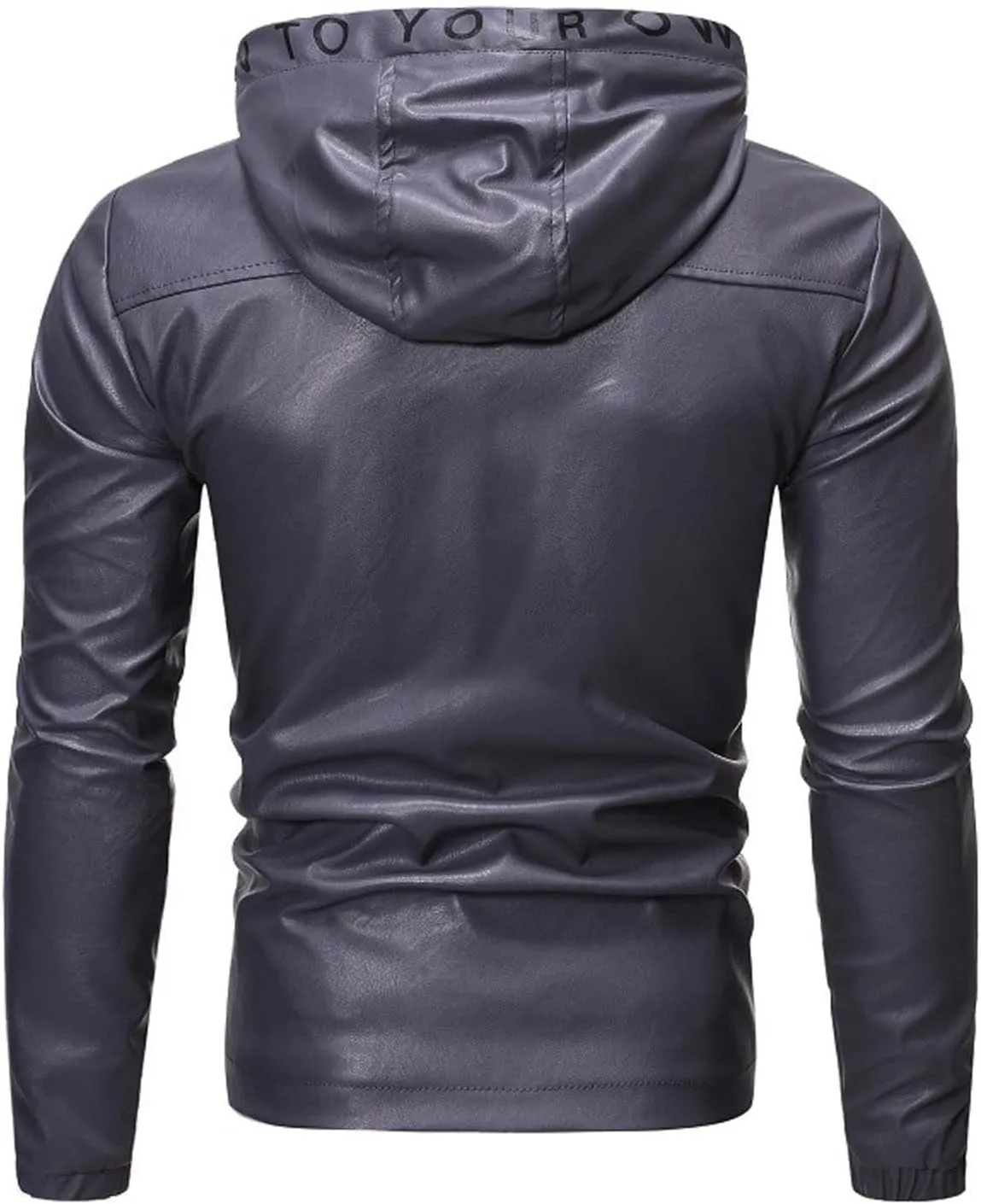 Men's Hooded Military Jackets Faux Leather Lined Aviator Bomber Jacket Hoodie Leather Coat Zipper Windbreaker
