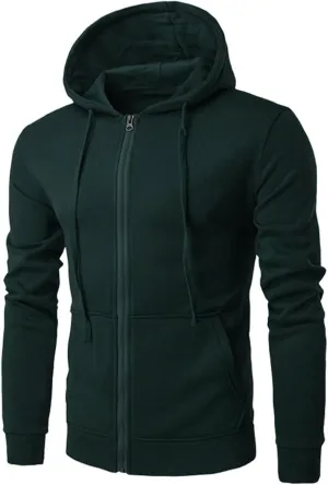 Mens Hoodies Casual Zip Up Outdoor Jackets Long Sleeve Running Workout Coats Trendy Solid Color Outwear With Pocket