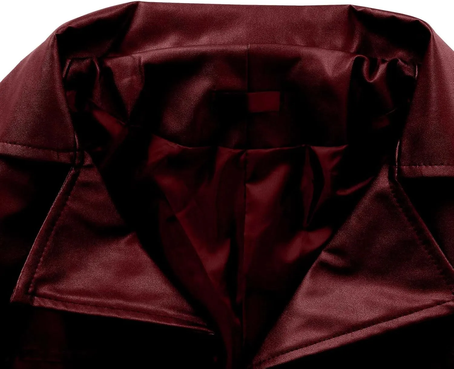 Men's Leather Trench Coat Full Length Single Breasted Windbreaker Jacket Long Overcoat