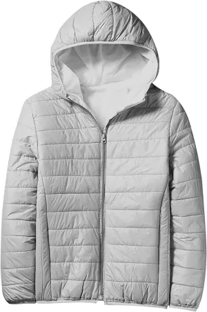 Mens Lightweight Down Jackets with Hood Zip Up Warm Winter Padded Puffer Jacket Packable Bubble Coats Quilted Outwear