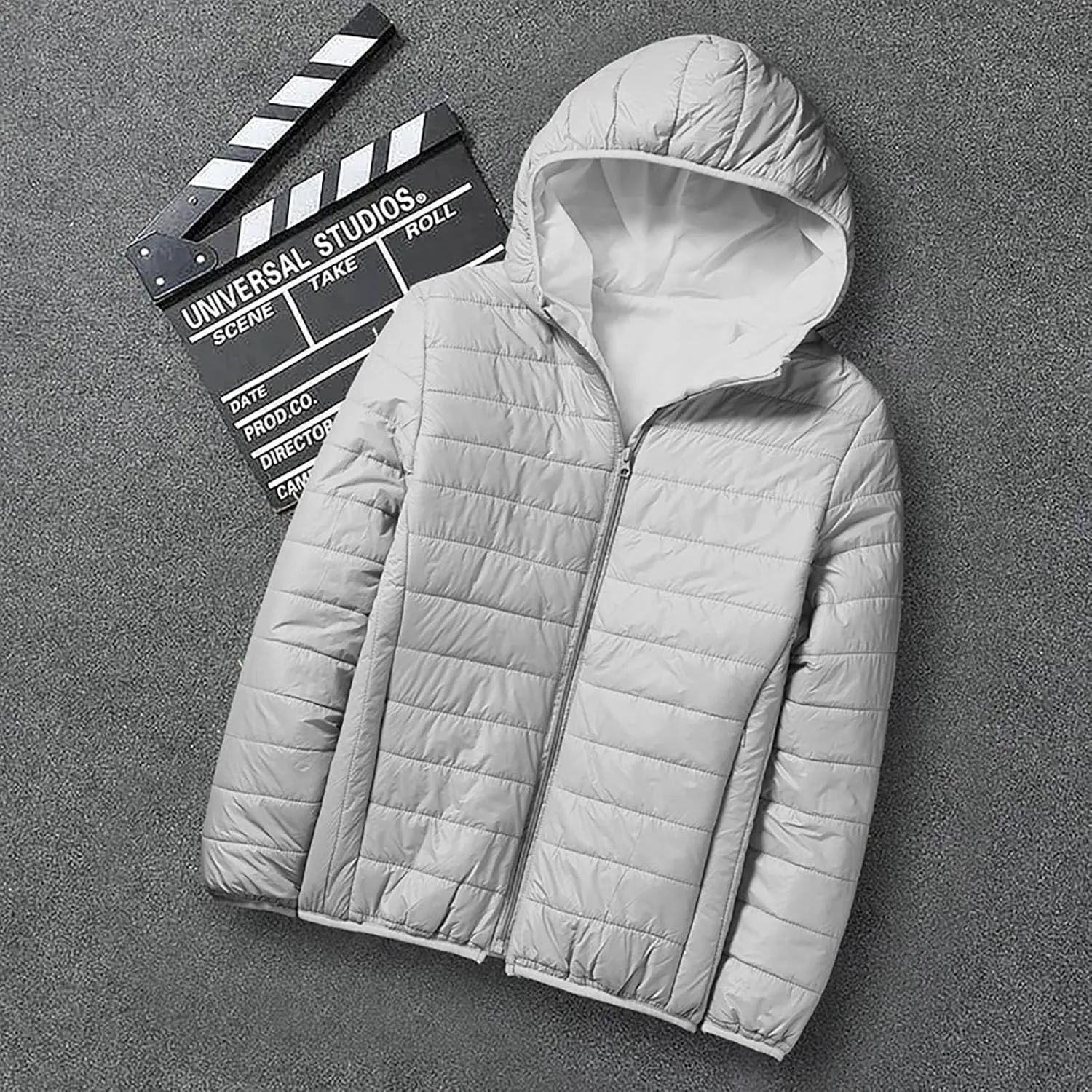 Mens Lightweight Down Jackets with Hood Zip Up Warm Winter Padded Puffer Jacket Packable Bubble Coats Quilted Outwear