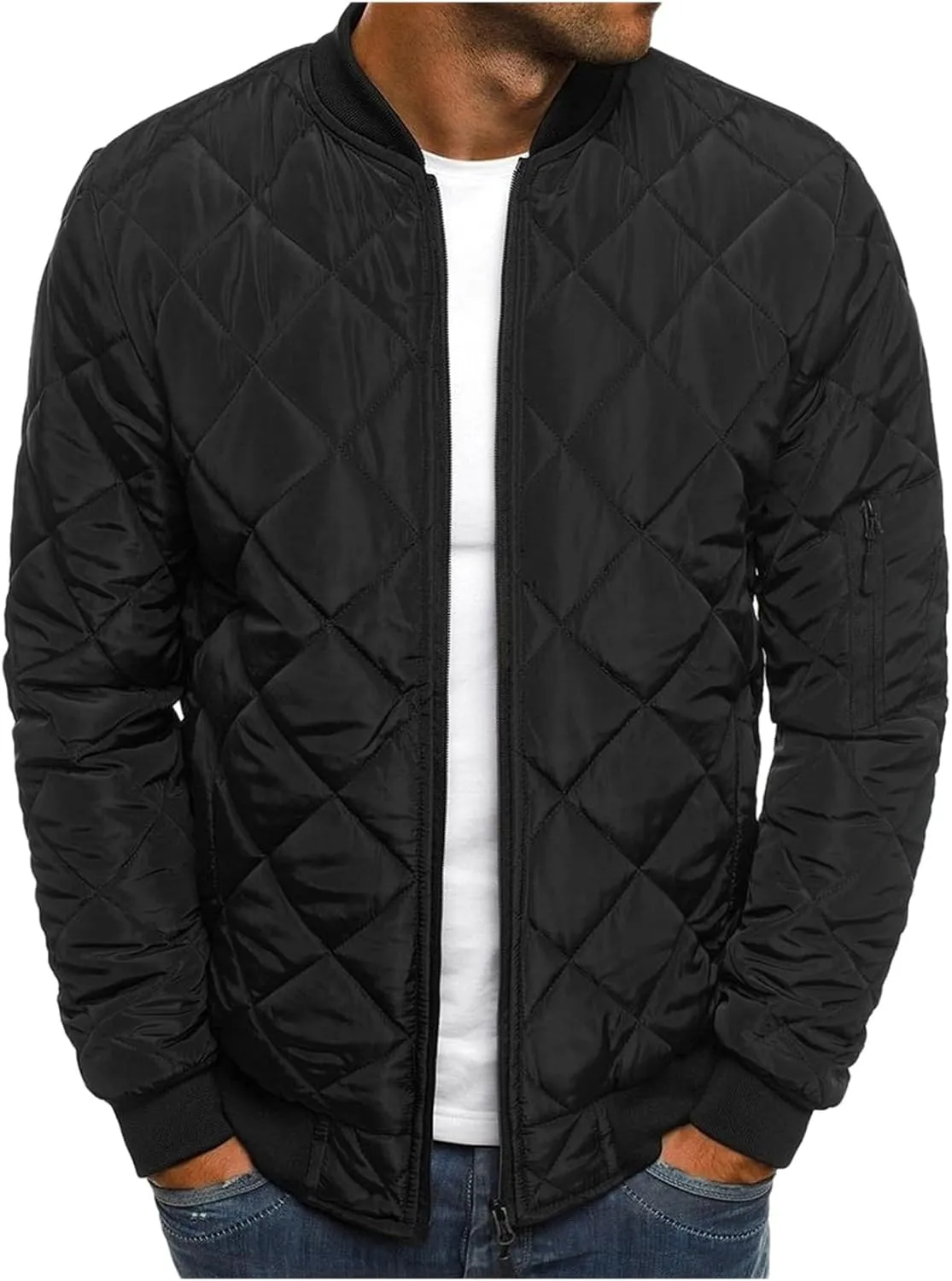 Men's Lightweight Puffer Jacket Diamond Quilted Puffer Down Jackets Water Resistant Insulated Winter Coats for Business