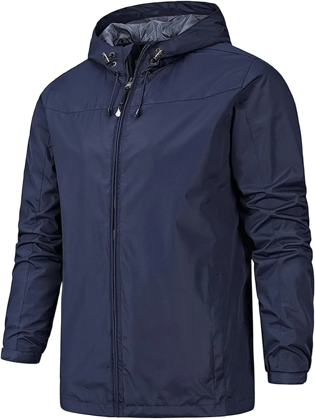 Mens Lightweight Water Resistant Softshell Hooded Jacket with Fleece Lining, Packable Waterproof Windbreaker