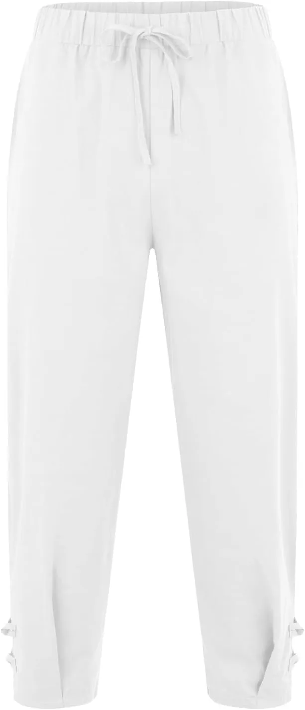 Men's Linen Casual Harem Capri Pants Lightweight Loose 3/4 Shorts Drawstring Elastic Waist Hippie Beach Yoga Trousers