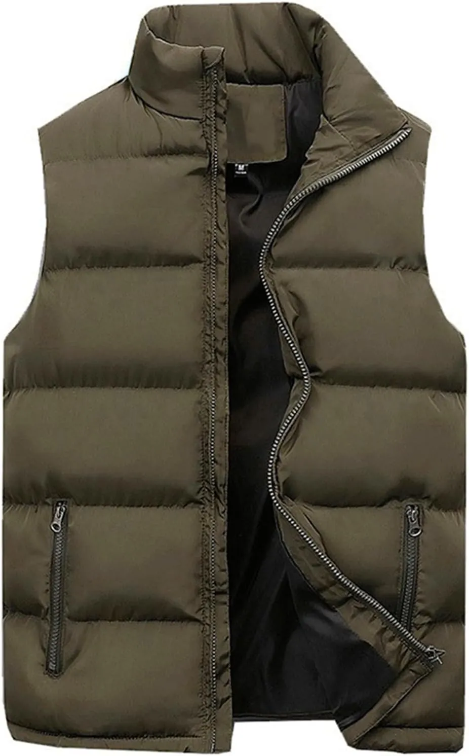 Men's Outdoor Casual Stand Collar Vest Quilted Jacket Thickened Vest Warm Padded Coat Sleeveless Cotton Vest