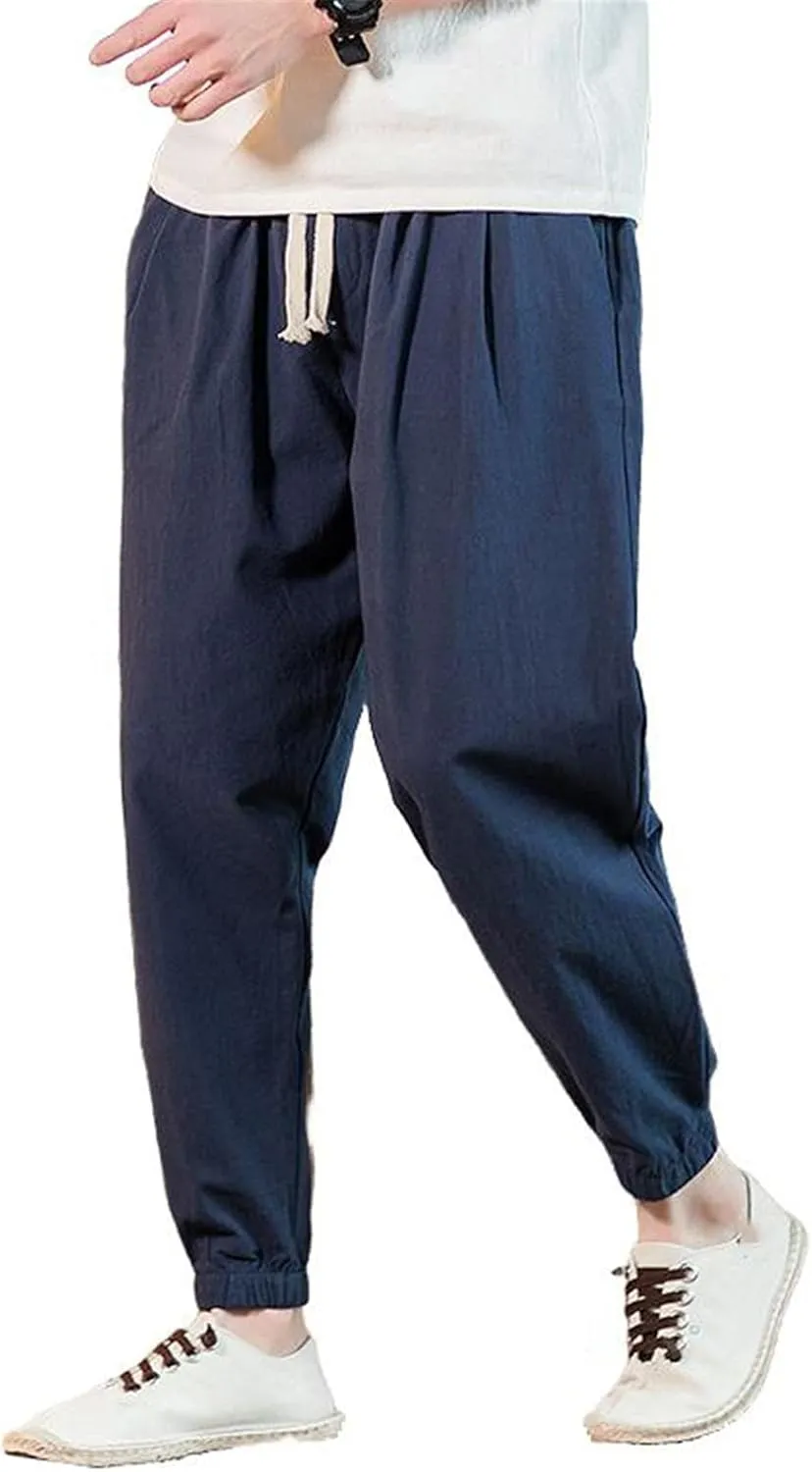 Men's Pants Spring Summer Casual Fit Chinese Style Korean Capri Harem Work Trousers Straight Trouser