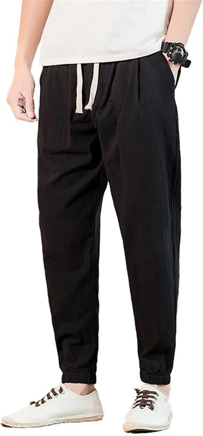 Men's Pants Spring Summer Casual Fit Chinese Style Korean Capri Harem Work Trousers Straight Trouser