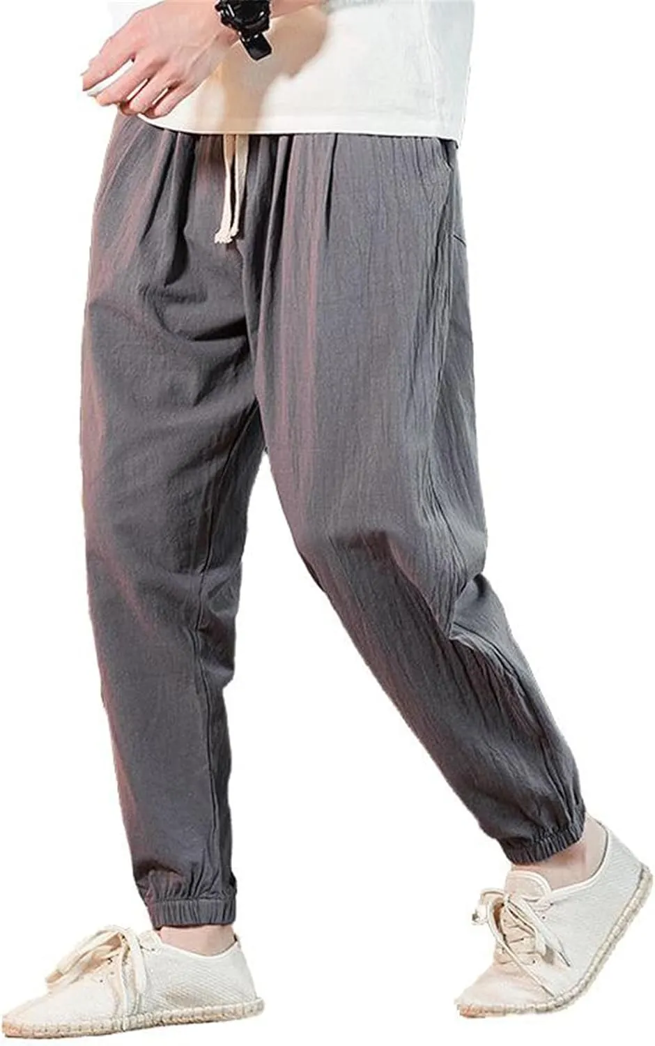 Men's Pants Spring Summer Casual Fit Chinese Style Korean Capri Harem Work Trousers Straight Trouser