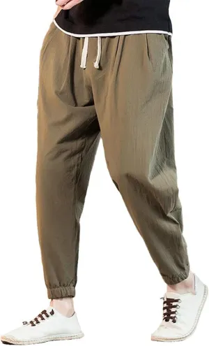 Men's Pants Spring Summer Casual Fit Chinese Style Korean Capri Harem Work Trousers Straight Trouser