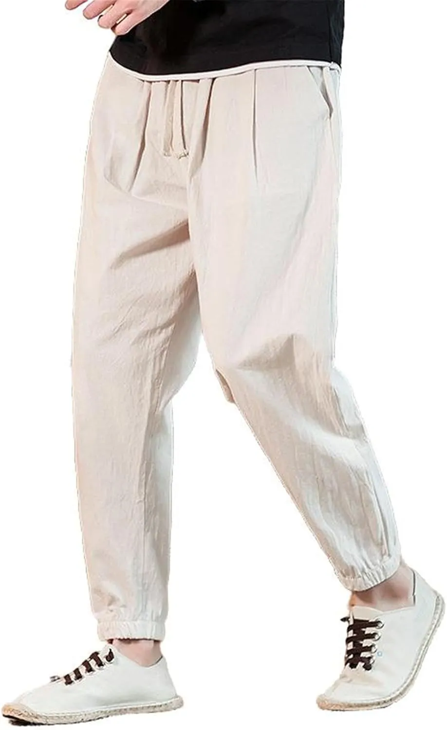 Men's Pants Spring Summer Casual Fit Chinese Style Korean Capri Harem Work Trousers Straight Trouser
