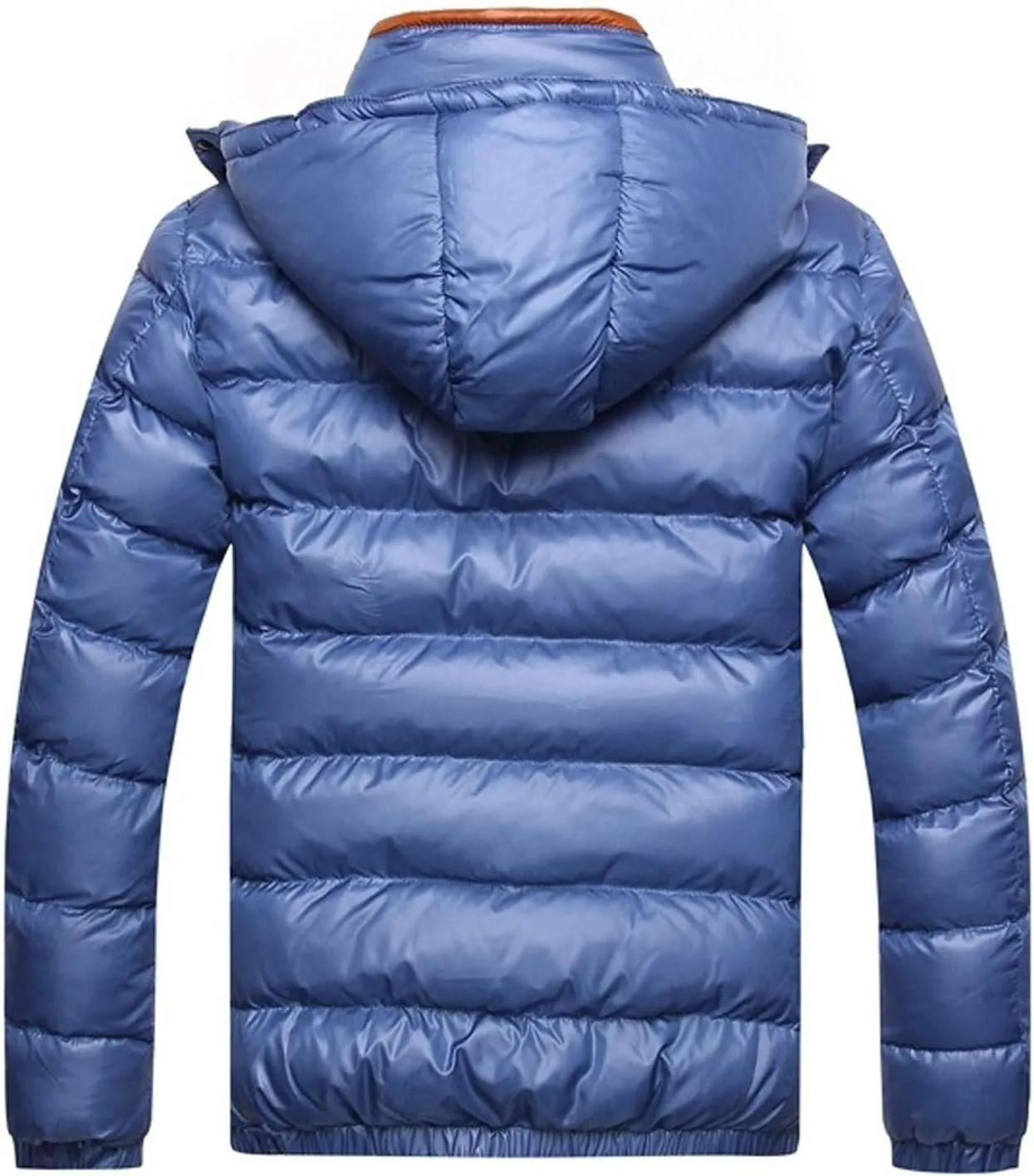 Mens Puffer Jacket Fashion Casual Solid Color Zipper Pocket Cotton Padded Jacket Coat Winter Jackets Warm Puffer