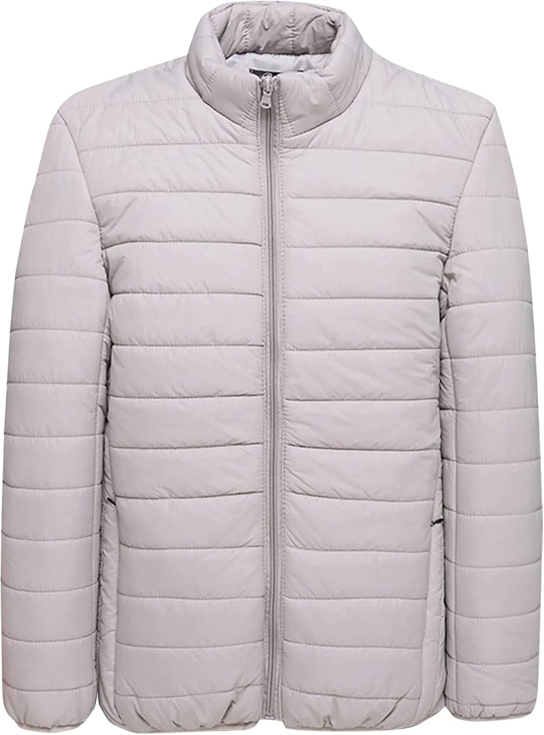 Men's Puffer Jacket Lightweight Packable Down Coat Stand Collar Quilted Jacket Plus Size Warm Casual Winter Jacket