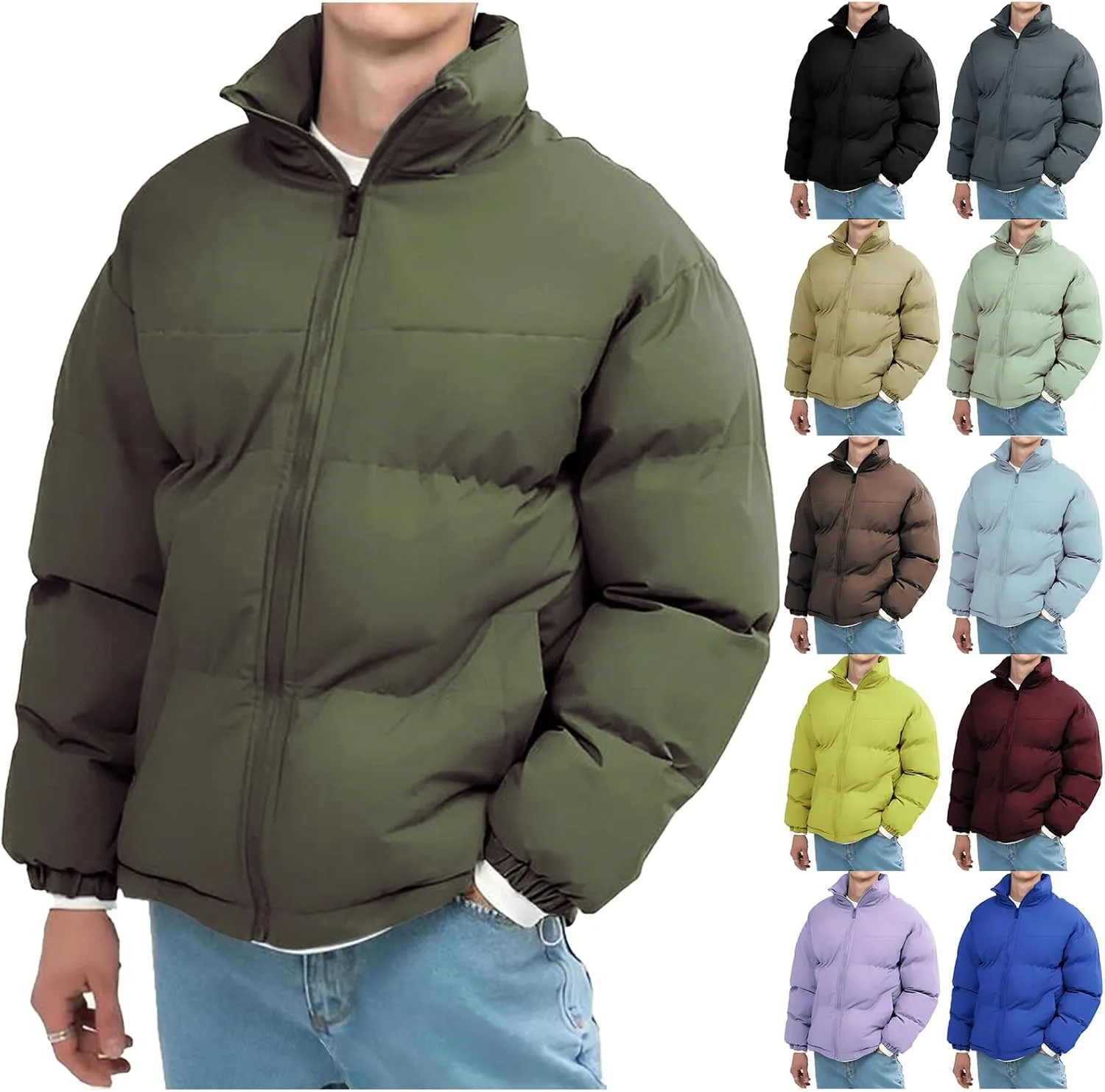 Men's Puffer Jacket Lightweight Warm Winter Coats Insulated Jacket Fashion Casual Sports Cotton-padded Outwear